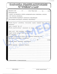 karta Badania profilaktycznego dziecka w wieku 2 lat Druk medyczny ...