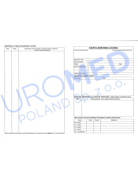 Karta zdrowia ucznia dokumentacja medyczna dziecka UROMED - Uromed ...