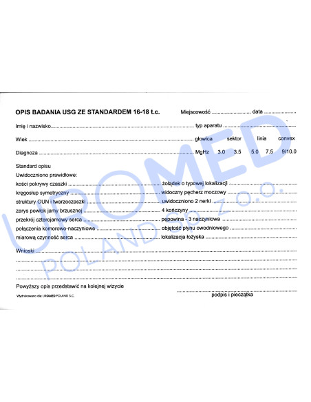 karta opisu badania USG ciąży standard 16–18 tygodni UROMED - Urome...