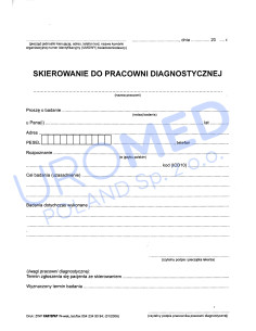 Skierowanie do pracowni diagnostycznej karta formularz lekarski URO...