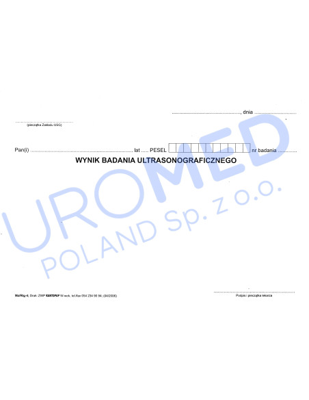 Wynik badania USG formularz karta dokumentacji ultrasonograficznej ...